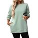 Women's Fashion Fleece Pullover Sweatshirt - Oversized Long Sleeve Crewneck Casual Top For Autumn & Winter - Solid Colors_ecoleips.com