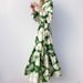 Women's Fashion Personality Printed Skirt V-Neck Swing Dress_ecoleips.com