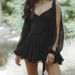 Women's Clothing Temperament Women's V Neck Pure Color Sexy Elegant Pleated Dress_ecoleips.com