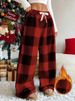 Pajama Pants For Women Fuzzy Pack Long Fleece Buffalo Plaid Pj Bottoms Soft Drawstring Lounge Sleepwear_ecoleips.com