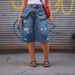 Women's Clothing Ripped Straight Leg Denim Jeans Faux Two Piece Design Overlapped Waist For Spring/Autumn & Summer_ecoleips.com