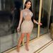 Sheer Mesh Long Sleeve Bodycon Dress – Rhinestone Embellished Clubwear For Women (S-XXL, Black/Nude, Sexy Night Out & Party Dress)_ecoleips.com