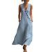 2026 Summer Cross-Border Women's Vacation Casual V-Neck Sleeveless Tank Dress_ecoleips.com