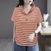 Korean-Style Hooded T-Shirt, Loose Short-Sleeve Striped, Slimming This Summer, Color-Blocking Women's Top, Short-Sleeve_ecoleips.com
