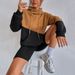Voya Women's Street Loose Fleece Hoodie With Contrasting Color Design, Hooded Hoodie, Long Sleeved Top_ecoleips.com