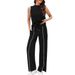 Women's Casual Sportswear Set Summer Style Sleeveless Vest Wide Leg Pants Two Piece Gym Workout Fitness Clothing_ecoleips.com