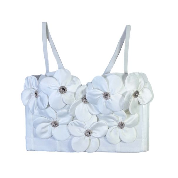 Women's Clothing White Three Dimensional Flower Sexy Bra Fishbone Bra With Coasters High End Outer Wear Body Shaping Camisole_ecoleips.com