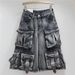 Women's Clothing Multi Pocket Washed Distressed Cropped Denim Shorts For Women Summer Loose Casual Wide Leg Workwear Cropped Trousers_ecoleips.com