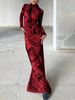 Women's High Neck Slim Fit Dress American Style Fashion Mesh Printed See Through Autumn New_ecoleips.com