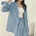 Spring Autumn Casual High-Waisted Draped Wide-Leg Suit Set For Women With Button-Down Jacket Lapel Outerwear_ecoleips.com
