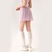 K New Indoor Tennis Skirt Women's High Waist Solid Color Fake Two Piece Sports Skirt Anti Light Skirt With Cake Edge_ecoleips.com