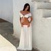 Pure Gentle 2025 Cross-Border European And American Summer Fashion Lace Trim Split Sexy Solid Color Long Dress_ecoleips.com