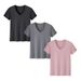 Women's Clothing Women's Three Piece T-Shirt Set Summer Solid Color Loose Fitting Top With Slit Short Sleeve_ecoleips.com