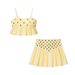 Women's Clothing 2025 New Summer Solid Color Strap Top High Waist Skirt Metal Patchwork Set_ecoleips.com