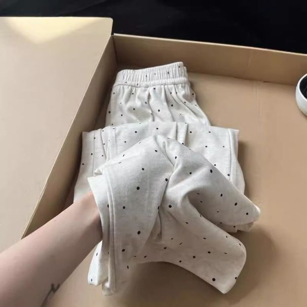 Women's Clothing Sports Straight Pants Spring, Summer And Autumn Women's New Thin Breathable Polka Dot Pants Simple And Comfortable Wide Leg Pants_ecoleips.com