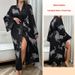 Aria Basics European And American Cross-Border Women's Satin Bathrobe Nightgown Long Sleeve Lace-Up Sexy Loungewear Wholesale_ecoleips.com