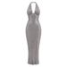 Women's Clothing Sleeveless Halter Neck Deep V Neck Dress Sexy Backless Sequins High End Fishtail Skirt Long Skirt_ecoleips.com
