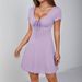 Summer Women's Pure V Neck Dress Alluring French Style Slim Fit Elegant Design Waist Cinching Skirt with Bow_ecoleips.com