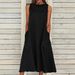 Women's Clothing Cotton And Linen Large Size Long Skirt Sleeveless A Line Dress_ecoleips.com