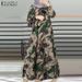 Women's Clothing Robe Vintage Casual Print Muslim dress Full Sleeve O-Neck Robe Elegant Party Dress_ecoleips.com