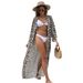 European And American plus Size Women's Loose Cotton Cardigan Printed Beach Cover up Sexy Bikini Outer Dress_ecoleips.com