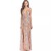 Sexy Backless Sequin Slit Dress - Long Sleeveless V-Neck Party Dress For Women_ecoleips.com
