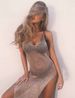 Aria Basics Aria Basics Summer Cro-Border European And American Foreign Trade Women's Bikini Mesh Strap Sleevele Round Neck Fashion Sexy_ecoleips.com