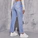 European And American Blue Ripped High-Waisted Straight-Leg Jeans For Women Fashion Versatile Long Pants_ecoleips.com