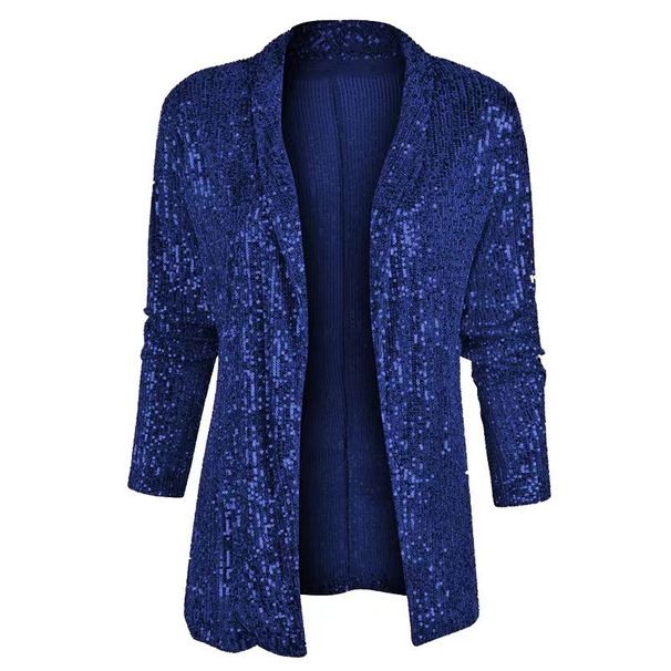 Women's Elegant Solid Color Slim Fit Casual Sequin Blazer – Long Sleeve Jacket For Spring And Fall 2026_ecoleips.com