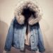 "Women's Lambswool Denim Jacket With Hood Style Winter Coat, Thickened Velvet Lining, Warm & Stylish Outerwear"_ecoleips.com