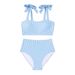 Women's Striped High-Waisted Bikini Set 2 Piece Swimwear Lace-Up Shoulder Detailing_ecoleips.com