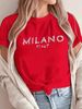 Women's Summer Casual Fashion T-Shirt Short Sleeved European American Style Letter Print Top A77_ecoleips.com