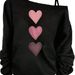 Women's Off-Shoulder Long Sleeve Top – Printed Love & Music Patterns, Stretch Polyester (S-2XL, 5 Colors)_ecoleips.com