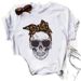 European And American Summer Skull Print Loose-fitting Short-sleeve Plus-size Fashion Women's T-shirt_ecoleips.com