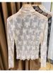K Perspective Semi High Neck Lace Base Sweater, New Stylish Thin Mesh Small Sweater, Sweater With Inner Lining, Women's Gauze Jacket_ecoleips.com