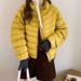 girl Girl Petite Ribbed Jacket For Women, Lightweight Stand Collar Short Style, 2025 New Loose Fit Plus Size White Duck Down Coat_ecoleips.com