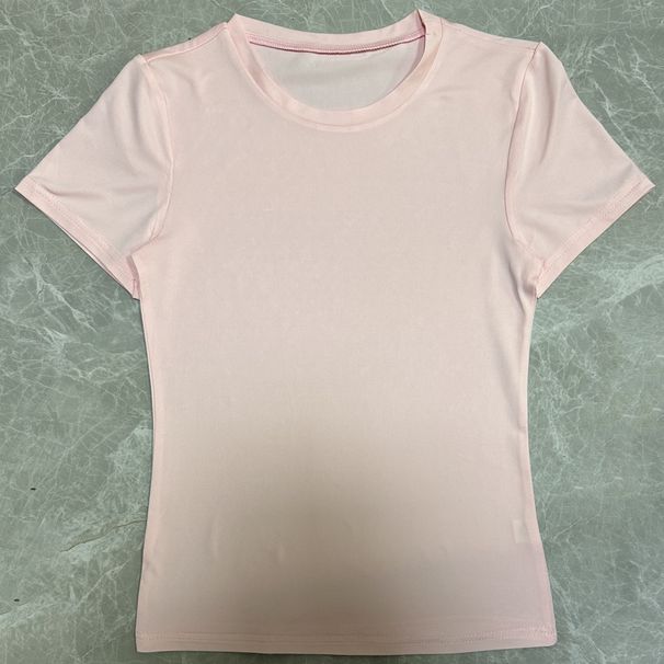 Women's Slim Fit Long Sleeve T-Shirt Casual Solid Color Pullover Top for Spring And Autumn European American Style Street Wear Bottoming Shirt_ecoleips.com