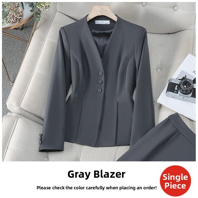 Angolan Red Women's Professional Suit Jacket Elegant Formal Work Uniform With Skirt Set For All Seasons_ecoleips.com