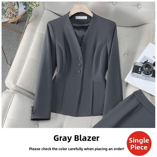 Angolan Red Women's Professional Suit Jacket Elegant Formal Work Uniform With Skirt Set For All Seasons_ecoleips.com