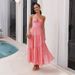 New 2026 European And American Women's Fashion Cross-border Dress: Patchwork, Long Strap, Backless, Tie-waist, Large_ecoleips.com