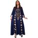 Verve AB052 Women's Clothing Beaded Embroidery Patchwork Striped Abaya Muslim Robe_ecoleips.com