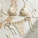 Women's Clothing Tie String Three Point Sexy Pure Swimsuit Bikini Split Swimsuit_ecoleips.com