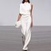 Women's clothing pants solid color one-shoulder pile collar jumpsuit hot selling hot dress pants_ecoleips.com