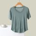 Modal Short-sleeved T-shirt Women's Summer New Korean Version Round Neck Slim-fitting Round Arc Pleated Top With Women's Bottoming Shirt_ecoleips.com