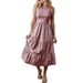 Women's Clothing Ribbed Vest Spliced Layered Midi Dress With Pockets._ecoleips.com