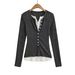 Women's Ribbed Henley Top Long Sleeve T-Shirt Korean Style Slim Fit Brushed Fabric Button Down Collar_ecoleips.com