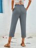 Suitable For All Seasons Summer Elegant Holiday Style Elastic Pocket Loose High Waist Women's Cropped Wide-leg Pants_ecoleips.com
