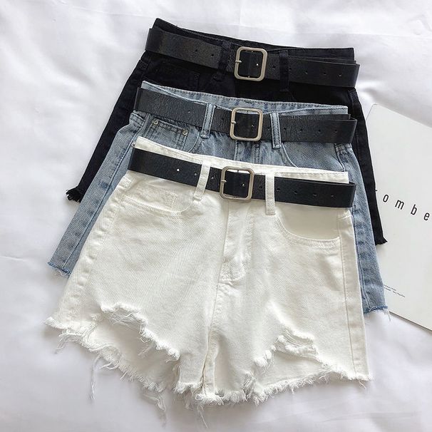 High-Waisted Slimming Ripped Denim Shorts for Women Korean Style Loose Fitting Wide Leg A-Line Hot Pants Perfect for Summer 2020_ecoleips.com
