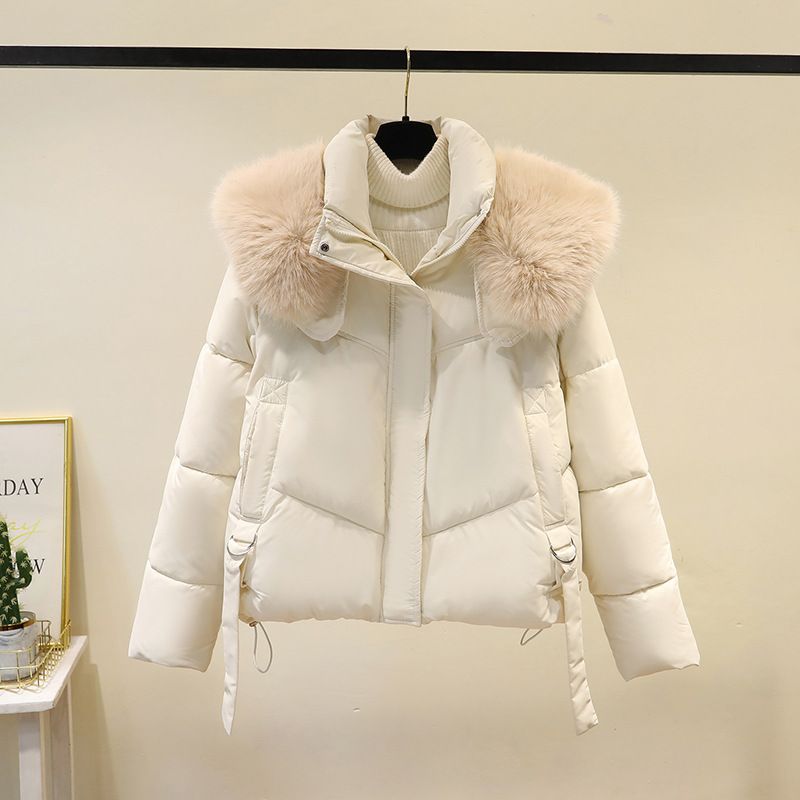 Women's Clothing Winter Short Puffer Jacket With Faux Fur Hood - Warm Cozy Black Quilted Coat For Petite To Plus Size_ecoleips.com