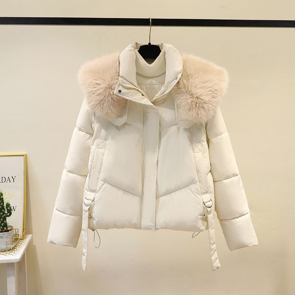 Women's Clothing Winter Short Puffer Jacket With Faux Fur Hood - Warm Cozy Black Quilted Coat For Petite To Plus Size_ecoleips.com